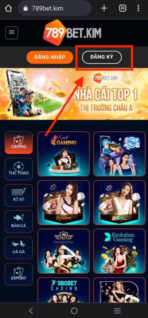 Nhấn chọn ĐĂNG KÝ để tạo tài khoản thành viên Nhấn chọn ĐĂNG KÝ để tạo tài khoản thành viên