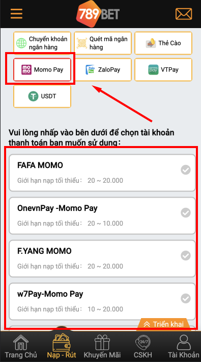 Thanh toán bằng hình thức MOMO Thanh toán bằng hình thức MOMO