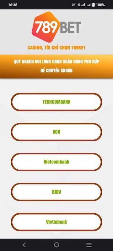 Chọn ngân hàng mà bạn muốn chuyển tiền